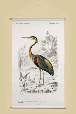 Textielposter met leren koord - Illustratie Reiger D'Orbigny