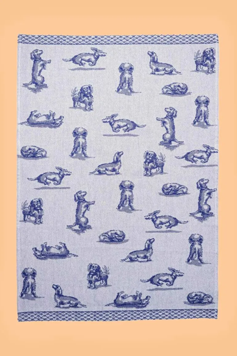 Theedoek Teckel Nhaan - Heinen Delfts Blauw