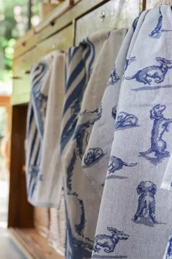 Theedoek Teckel Nhaan Streep - Heinen Delfts Blauw