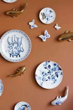 Wanddecoratie vis Goud - 24 cm - Heinen Delfts Blauw
