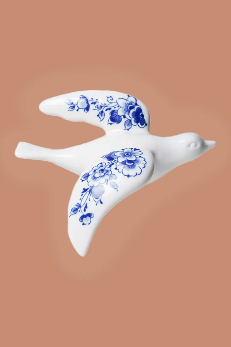 Wandvogel 4 Delfts blauw - 16 cm - Heinen Delfts Blauw
