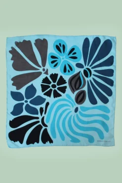 Zijden Sjaaltje - Mini Flower Power Blue Blue